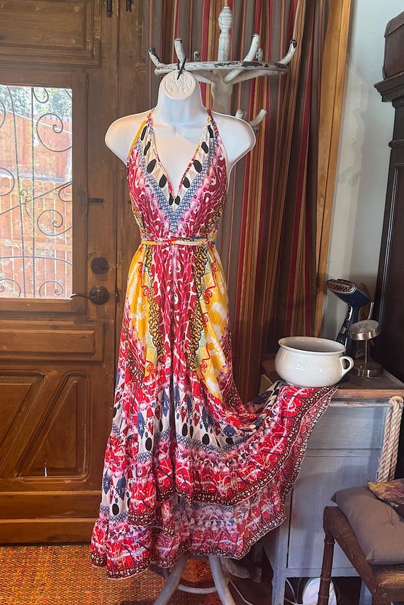 Boho Halter Maxi Dress: Ruffle Rayon Bohemian Festival Dress - Etsy Australia Boho Halter Maxi Dress: Ruffle Rayon Bohemian Festival Dress - Etsy Australia