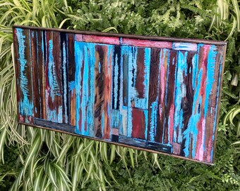 Wall Reclaimed Wood Art Decor, modern Rustic large Mix Media, Sculpture Geometric Abstract County Cabin 3d Mosaic Farmhouse Coastal Wall Art