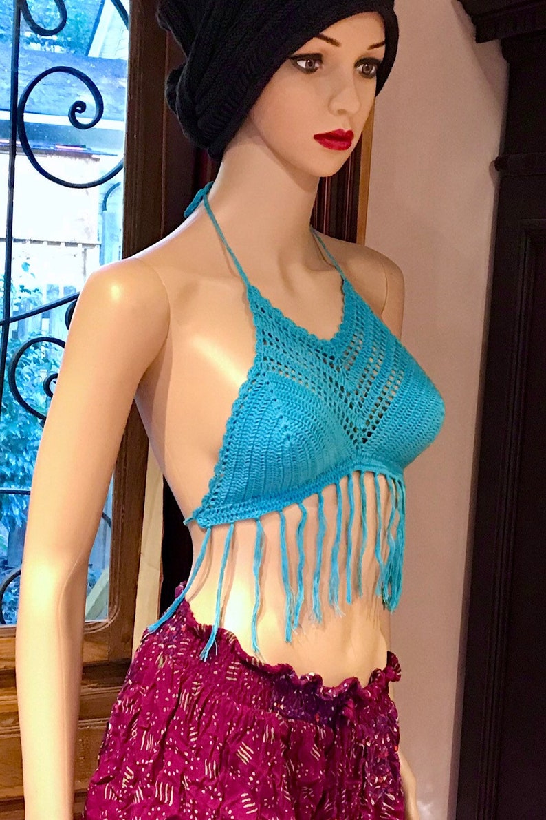 Crochet Bralette Top, Crochet Halter Top, Festival Crop Top, Festival Hippie Bralette, Boho Crop Top, Summer Beach Crochet Top, Festival Top image 3