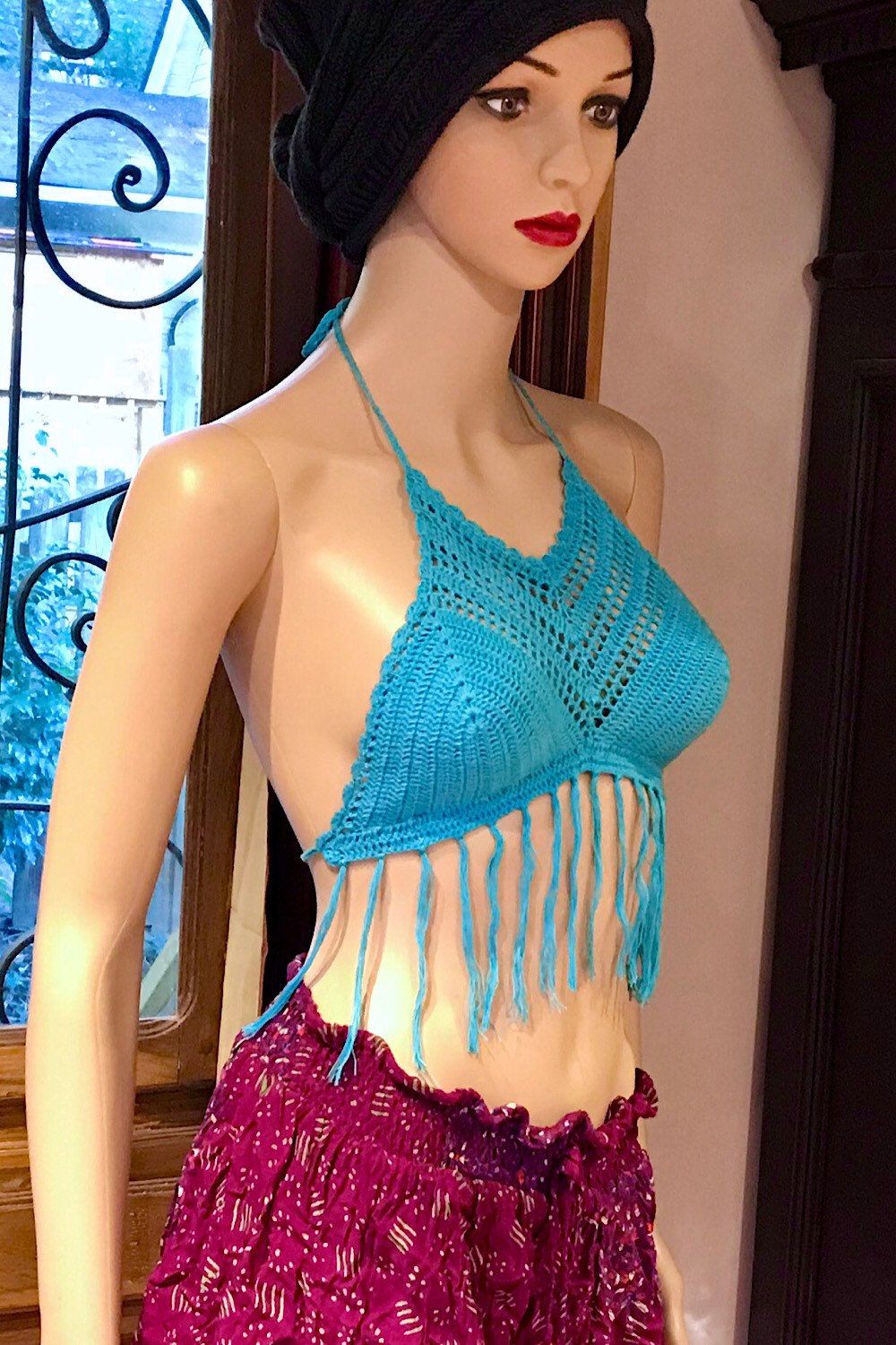 Crochet Bralette Top, Crochet Halter Top, Festival Crop Top