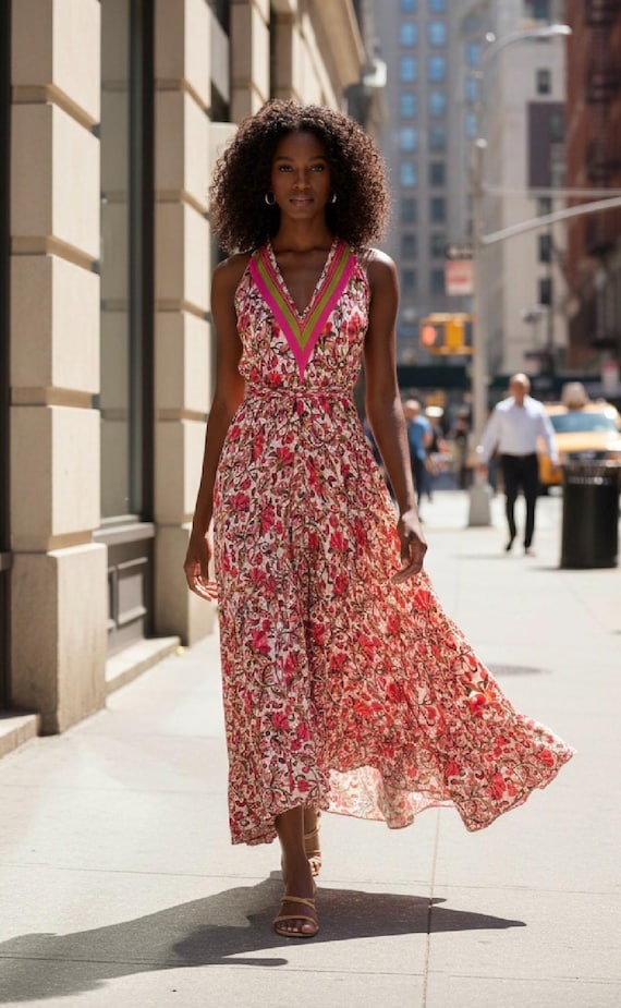 boho race day dresses Ruffle Maxi Dress, Halter Neck, Open Back, Rayon, Festival Ethnic Style Size:37.5 racer neck midi dress XS2XL Mens Long Sleeves French