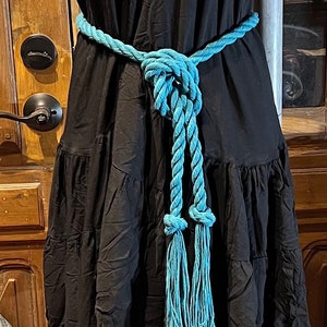 Cotton Long Rope knotted Belt, Twisted Boho festival Hippie Cotton Wrap Unisex belt tassel ends, Tribel Ethnic Rope Adjustable Belt