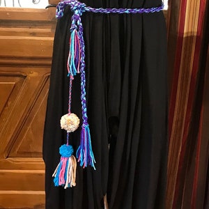 Boho festival rope Belt Pom Pom Belt, Hippie Wrap Belly Dance Belt, Belly Chain Belts, Tassel Belts, Tribel Ethnic Rope Adjustable Belt