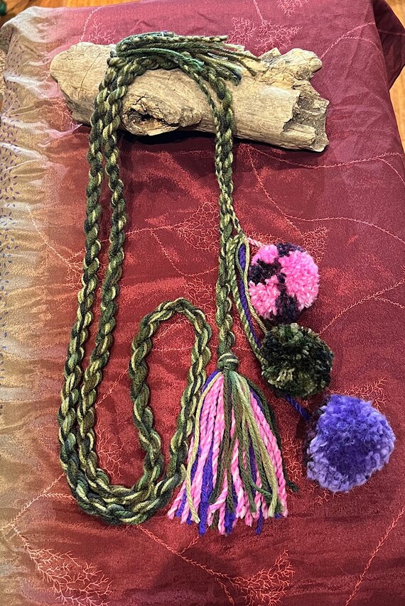 Free People Olive Green Rope Tassel Belt Beaded Boho Adjustable Tie Waist MoYoTo® Women main image 4