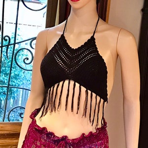 Crochet Bralette Top, Crochet Halter Top, Festival Crop Top, Festival Hippie Bralette, Boho Crop Top, Summer Beach Crochet Top, Festival Top image 5