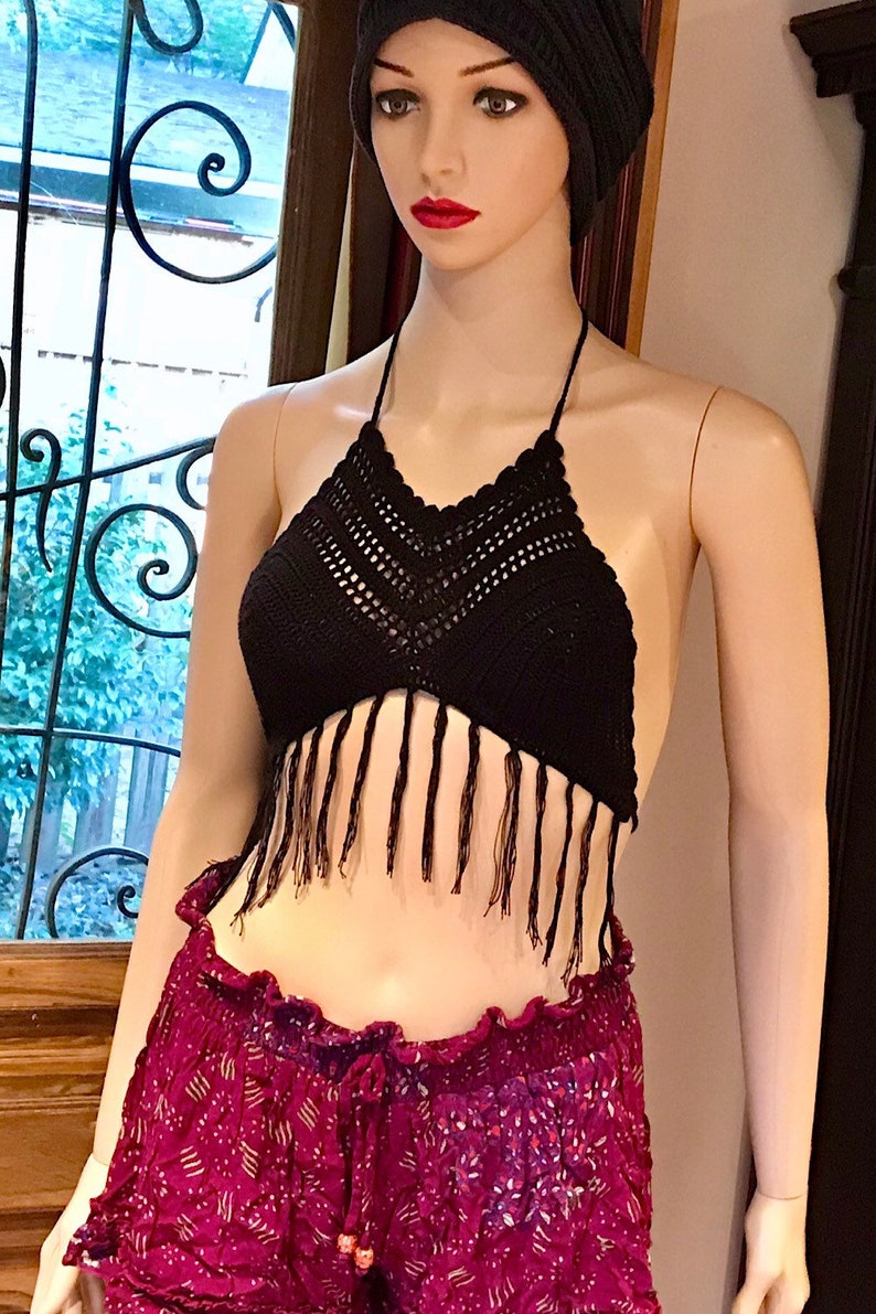 Crochet Bralette Top, Crochet Halter Top, Festival Crop Top, Festival Hippie Bralette, Boho Crop Top, Summer Beach Crochet Top, Festival Top image 5