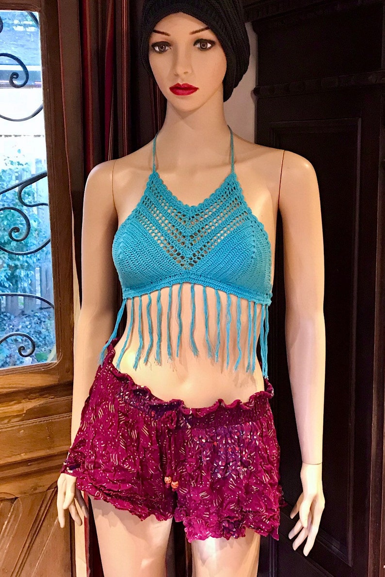 Crochet Bralette Top, Crochet Halter Top, Festival Crop Top, Festival Hippie Bralette, Boho Crop Top, Summer Beach Crochet Top, Festival Top image 1