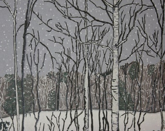 Flurries  14" x 20" woodcut