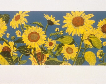 Sunflowers  7" x 20"  Woodblock