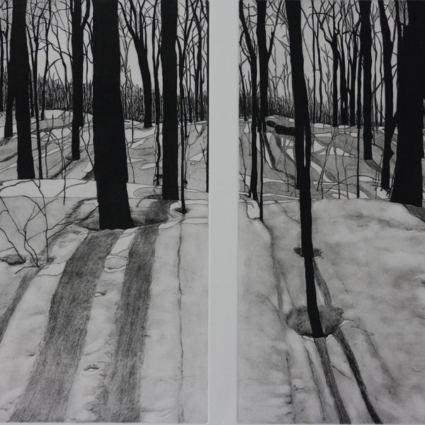 Winter Diptych I & II  Solar plate etching