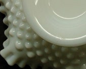 Fenton Hobnail Pattern Bowl, Vintage Shallow White Glass Dish