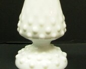 Vintage Fenton Swung Bud Vase, White Hobnail Glass