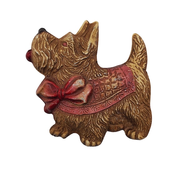 Celluloid Scotty Terrier Westie Dog Brooch 1940s P