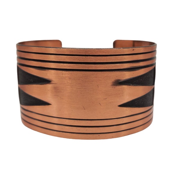 Wide Solid Copper Cuff Aztec Boho Tribal Bracelet 