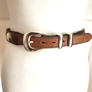 Nocona Brown Leather Belt Silver Tone Concho Buckle Sz 32 Western Boho Cowgirl