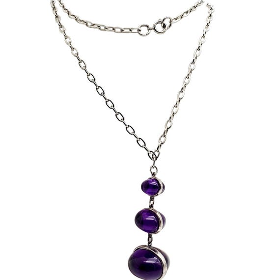 Modernist Purple Lucite Drop Necklace Acrylic Pend