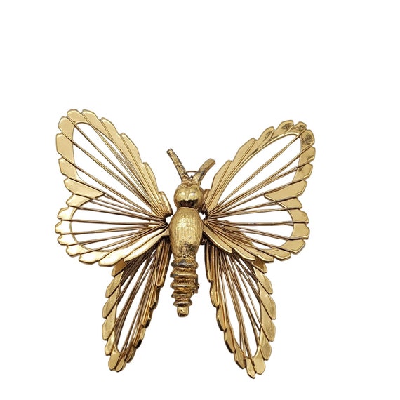 Monet Gold Tone Butterfly Brooch Lot Wire Wrapped… - image 5