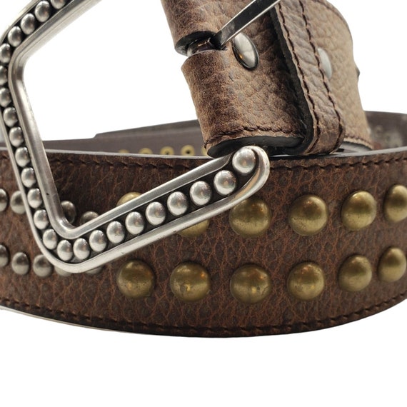 Ariat Brown Pebbled Leather Belt Gold & Silver St… - image 5