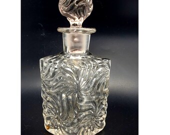 Baccarat Square Pinwheel Perfume Bottle Clear Glass Antique Cologne Stopper