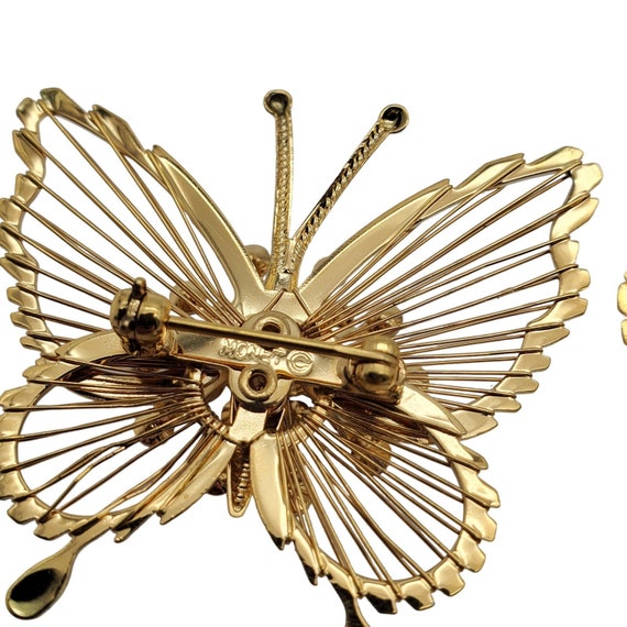 Monet Gold Tone Butterfly Brooch Lot Wire Wrapped… - image 8