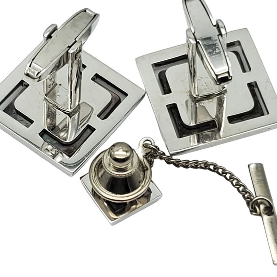 Square Abalone Cufflinks Tie Tack Pin Sarah Coven… - image 3