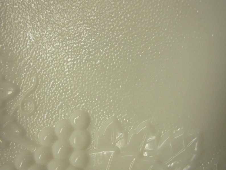 White Glass Crimped Bowl Imperial Glass Vintage Grape Pattern Dish
