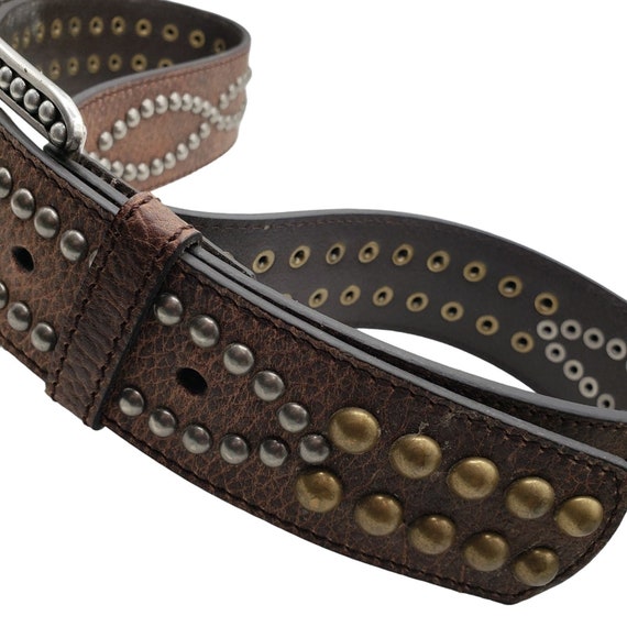 Ariat Brown Pebbled Leather Belt Gold & Silver St… - image 9