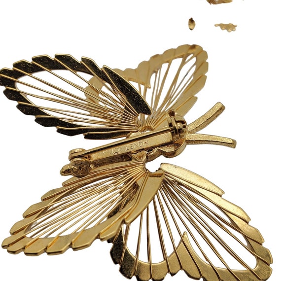 Monet Gold Tone Butterfly Brooch Lot Wire Wrapped… - image 9