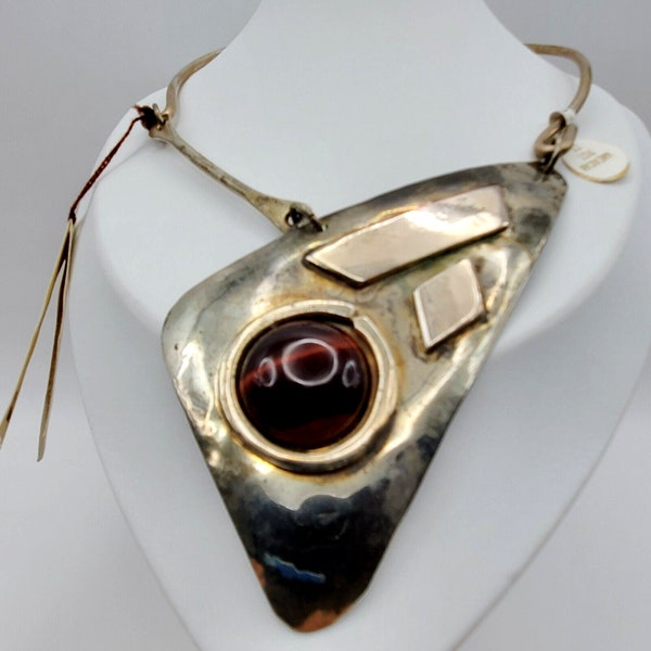 Lillo Choker Brutalist German Silver Necklace Israeli Designer Collar