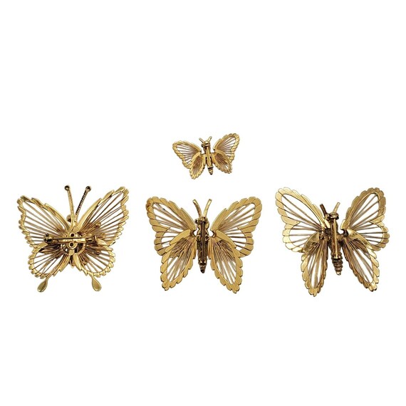 Monet Gold Tone Butterfly Brooch Lot Wire Wrapped… - image 7
