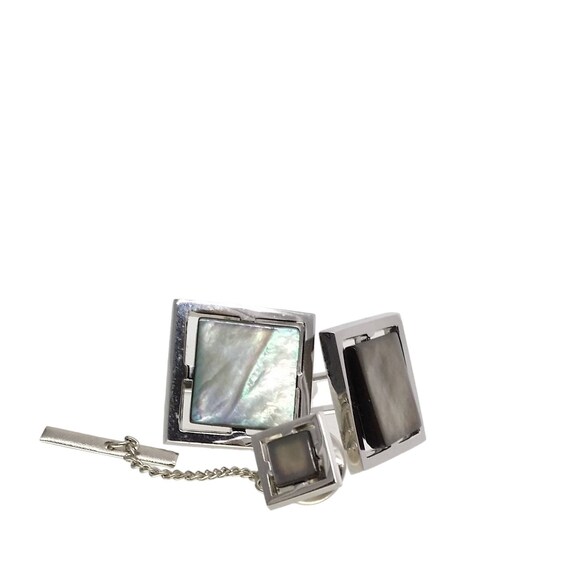 Square Abalone Cufflinks Tie Tack Pin Sarah Coven… - image 5