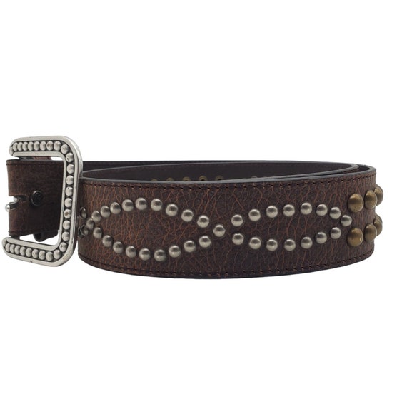 Ariat Brown Pebbled Leather Belt Gold & Silver St… - image 10