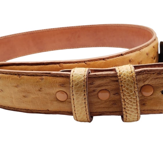 Nocona Tan Leather Belt Ostrich Pattern Western S… - image 3