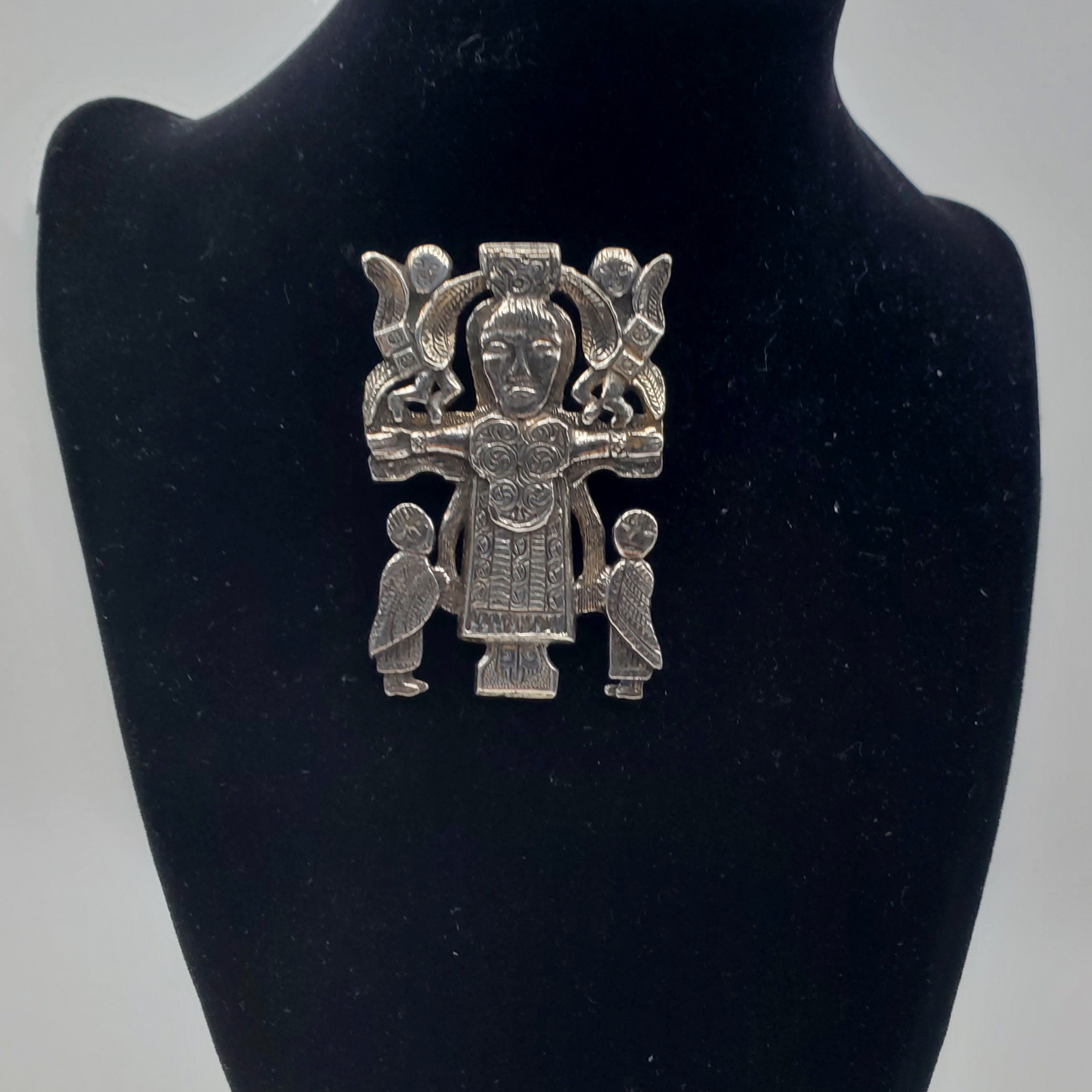 Large Rinnegan Crucifix Brooch Ireland Religious Pin Silver Plated ...