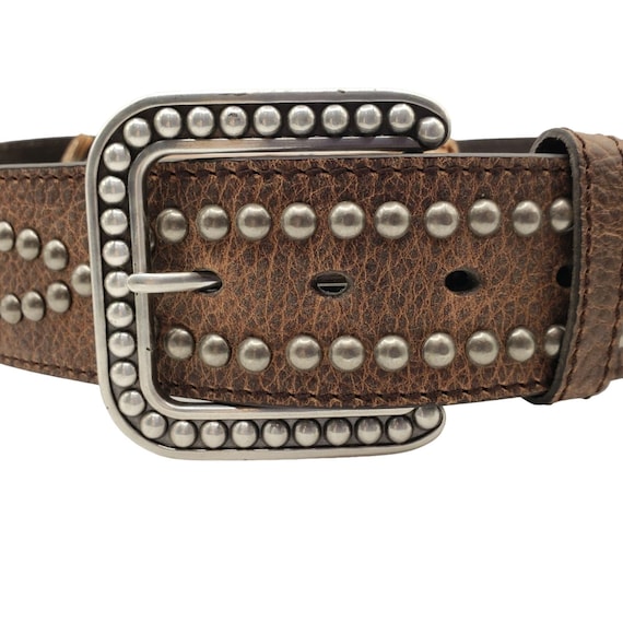 Ariat Brown Pebbled Leather Belt Gold & Silver St… - image 8