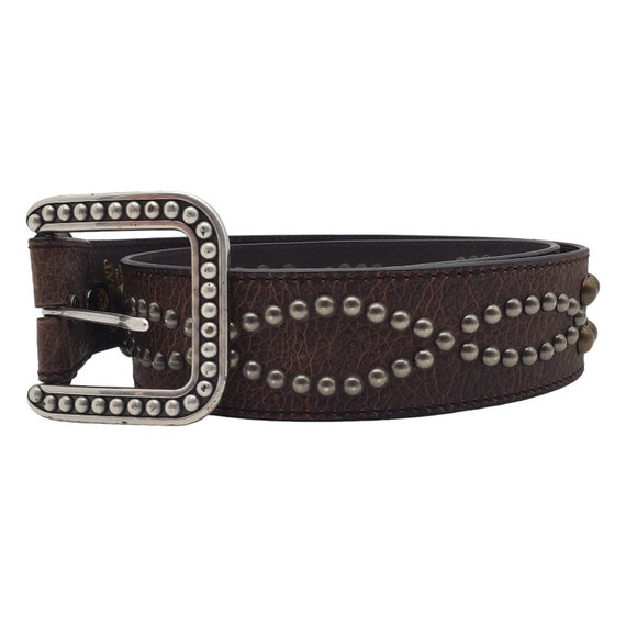 Ariat Brown Pebbled Leather Belt Gold & Silver St… - image 6
