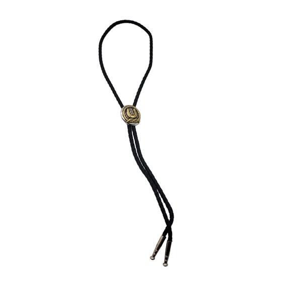 Horseshoe Silver & Gold Tone Bolo Tie Black Braid… - image 2
