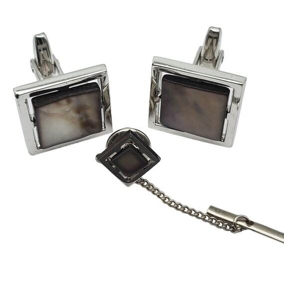 Square Abalone Cufflinks Tie Tack Pin Sarah Coven… - image 8