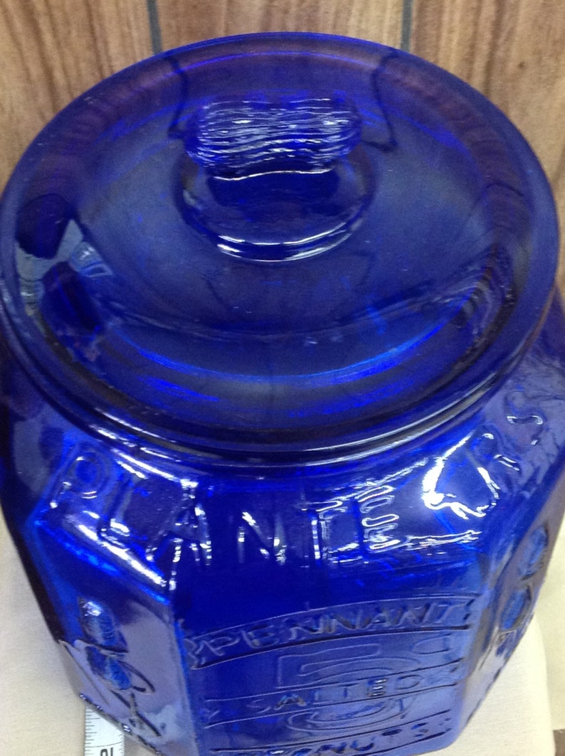 Planters peanuts cobalt blue counter jar Etsy