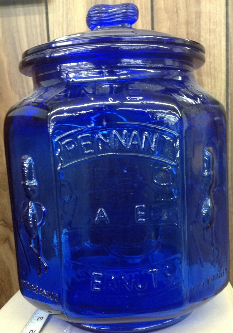 Planters peanuts cobalt blue counter jar Etsy