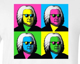 Johann Sebastian Bach Pop Art Funny Classical Music Mens T-shirt White