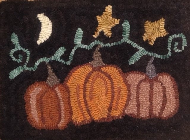 Primitive Rug Hooking Kit, Hooked, Pumpkins at Night, Linen, Wool - Etsy