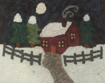 Primitive rug hooking kit hooked winter wonderland Christmas gift linen wool