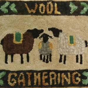 Primitieve tapijthaakset, gehaakt, wol verzamelen, linnen, wol