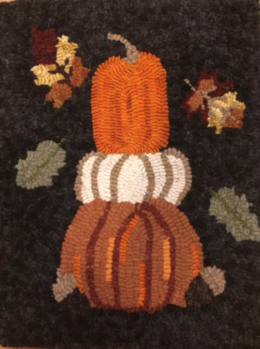 Primitive Rug Hooking Kit, Hooked, Pumpkin Stack, Linen, Wool ...