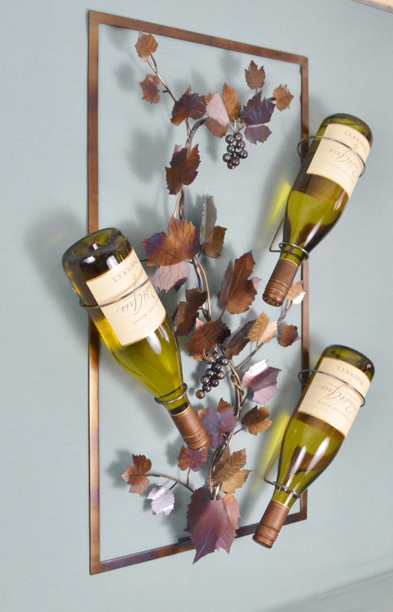 Wine Rack Bottle Holder Grapevine Decorative Functional Wall Etsy