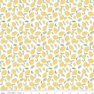 Lemon Fabric  - Daybreak collection by Fran Gulick for Riley Blake Designs - Summer lemons on off-white. 100% cotton - C11622