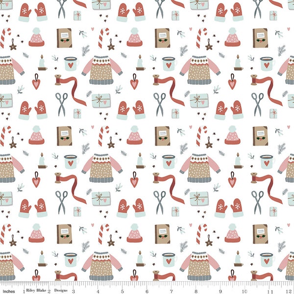 Christmas Fabric - "Winter Wear White" from Warm Wishes collection by Simple Simon Co for Riley Blake Fabrics 100% Cotton. C10782