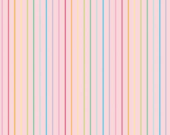 Rainbow Stripe Fabric - "Stripes Pink" from Sunshine Blvd by Amber Kemp-Gerstel for Riley Blake - 100% cotton - C12103 Pink