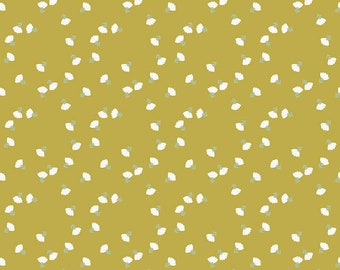 Hibiscus Fabric - "Ditzy Citron" by Simple Simon Co for Riley Blake. Gold flower petal fabric. 100% Cotton. C11544 Citron